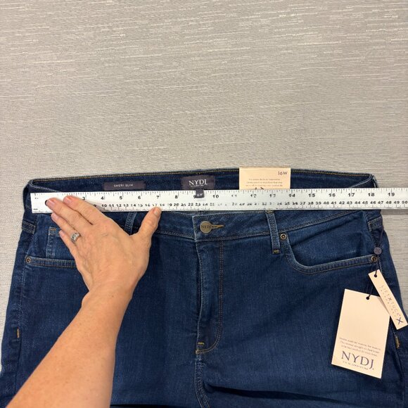 NYDJ Sheri Slim Jeans Womens 16W 36x30 Blue Straight Leg Lift Tuck Tech Denim - Picture 6 of 16